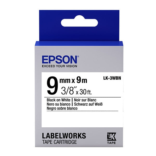 Cinta Epson LK-3WBN negro sobre blanco para Labelworks